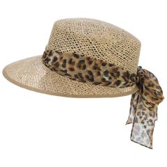 Cappelo Donna Estate Paglia Nastro Leopardato